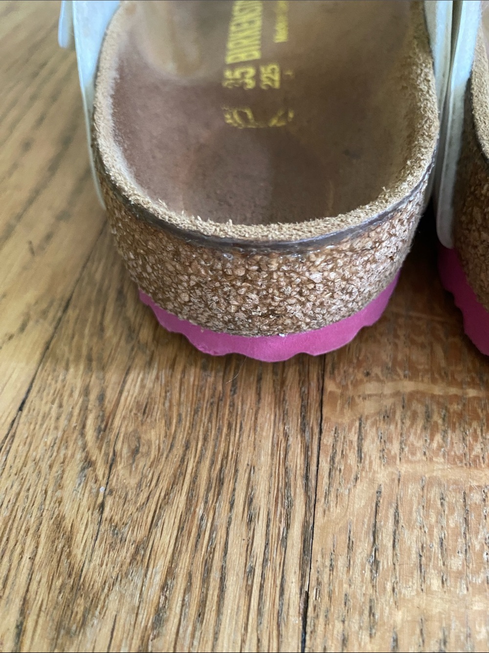 Birkenstock Gizeh 35, White Thong Sandals with Pink Accents - Picture 11 of 15